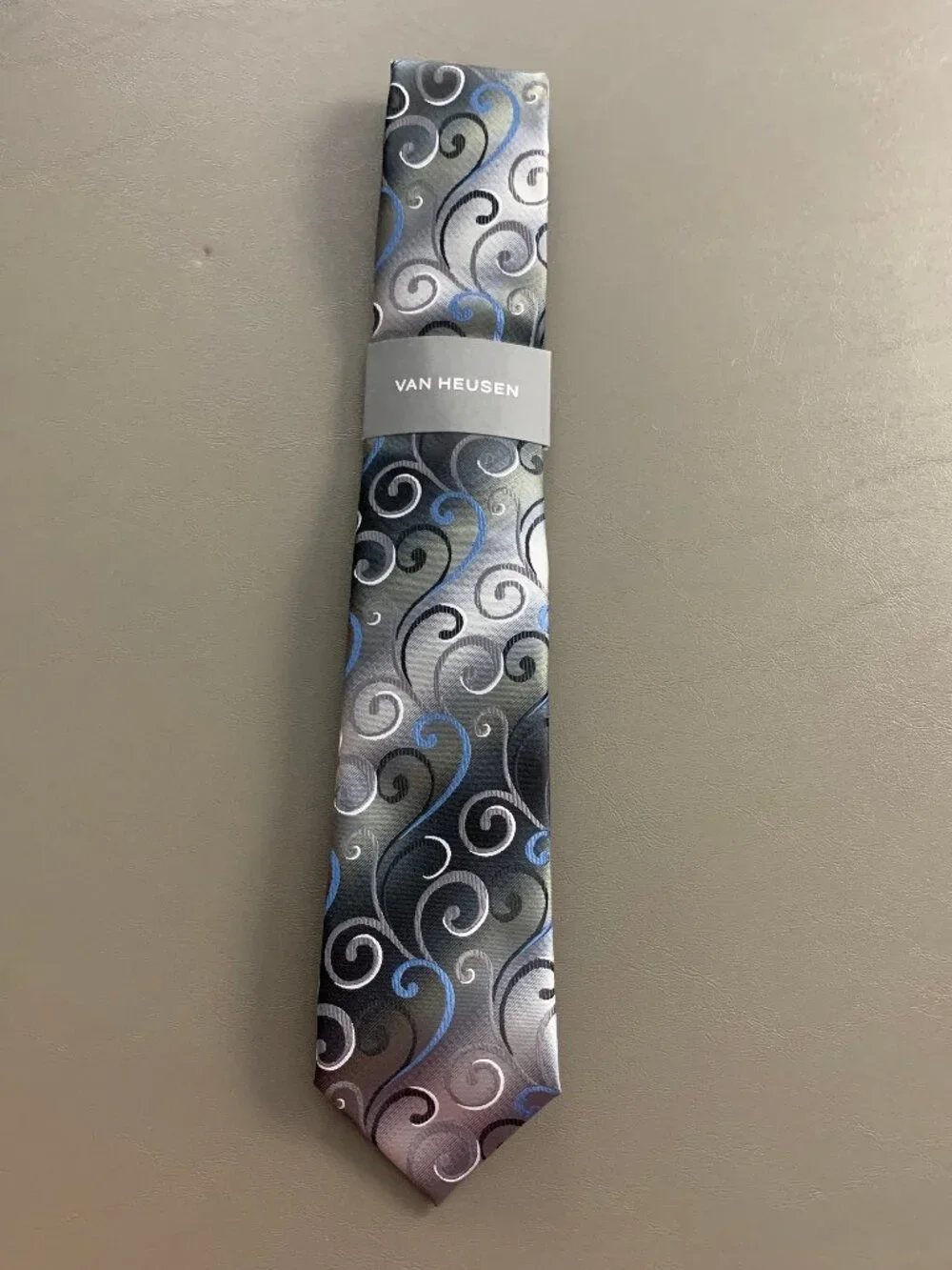 Van Heusen Men's 3'' Polyester Shimmering Swirl Neck Tie, Gray Multi, One Size